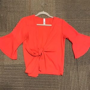 Tie front cropped blouse size small